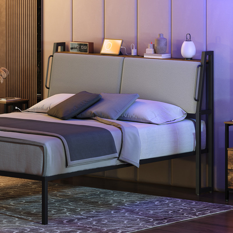 Luvender 43.3"H Upholstered Headboards with Storage and Charging Station, Queen