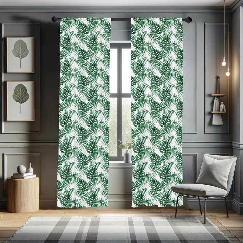 Leaf of Grass Semi-Sheer Rod Pocket Sliding Panel, 28" x 63"