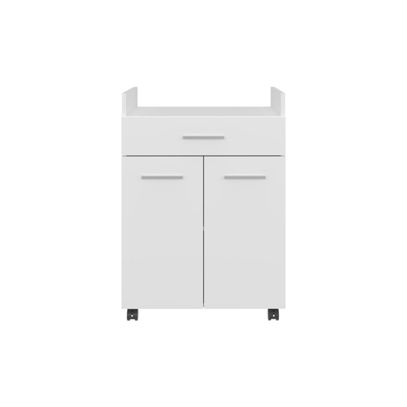 Burnside Kitchen Cart, White, Engineered Wood