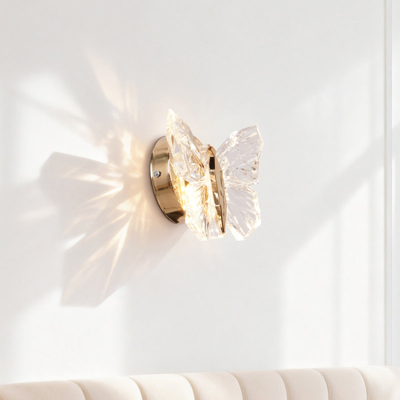 Applique murale papillon ailes transparentes avec lumière DEL chaude