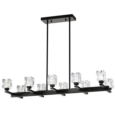 10 - Noir pour la salle à manger - Luminaire suspendu moderne en cristal, îlot de cuisine, bar, hauteur de table longue réglable, ampoule G9 10 * G9 *, finition mate maximale de 40 W, superbe hauteur de suspension du bar tous les plafonds