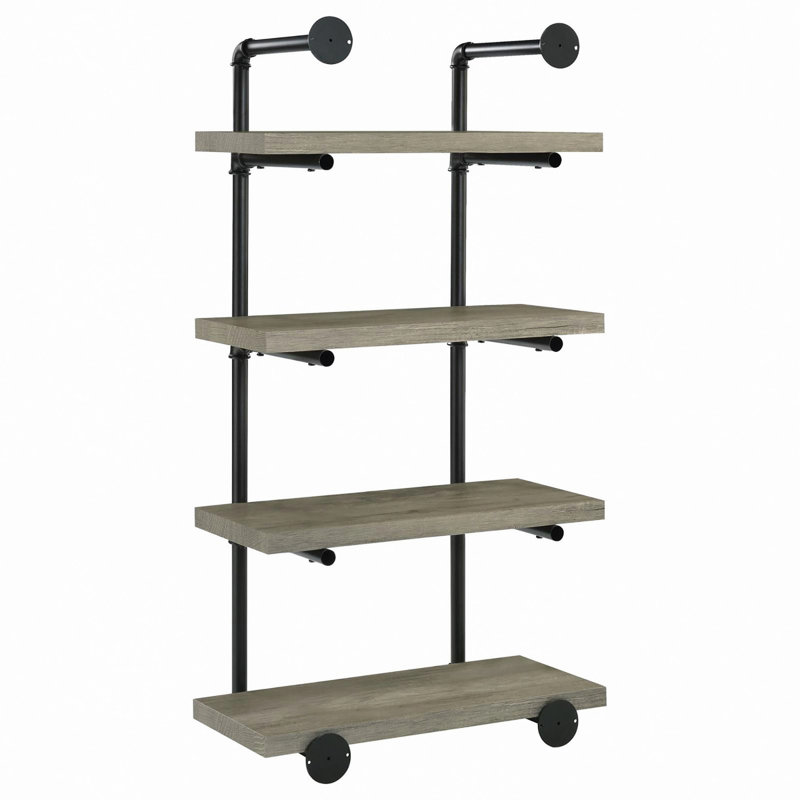 Tablette murale 24 pouces Driftwood, Noir/gris