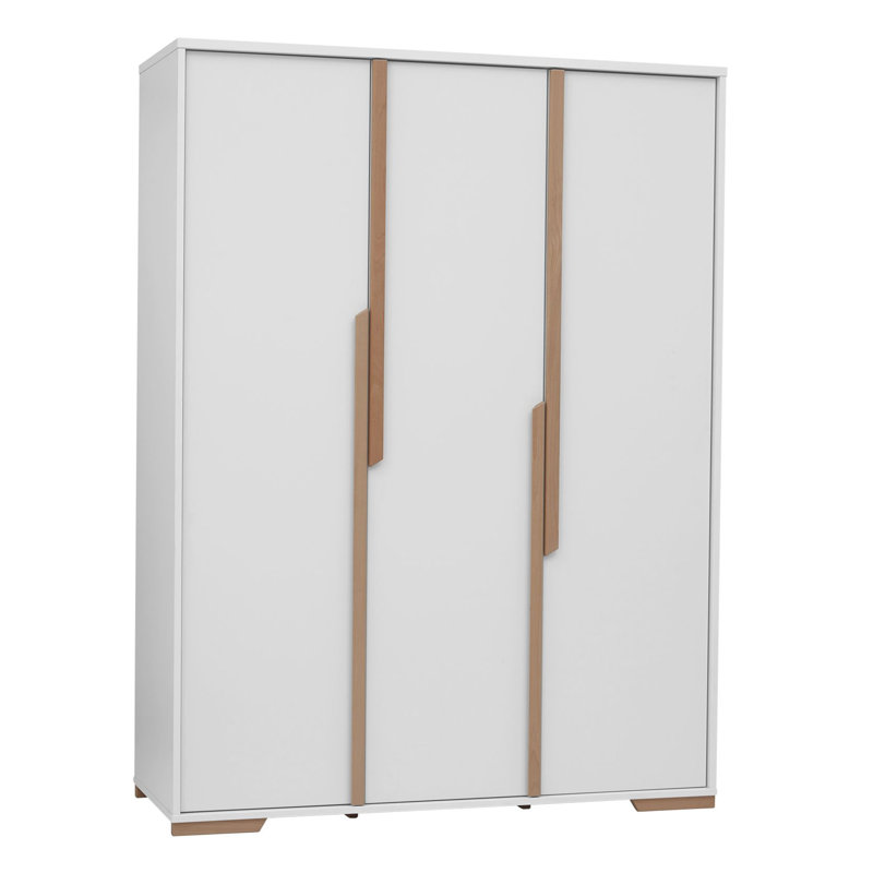 Gerke 3 Door Manufactured Wood Wardrobe, White