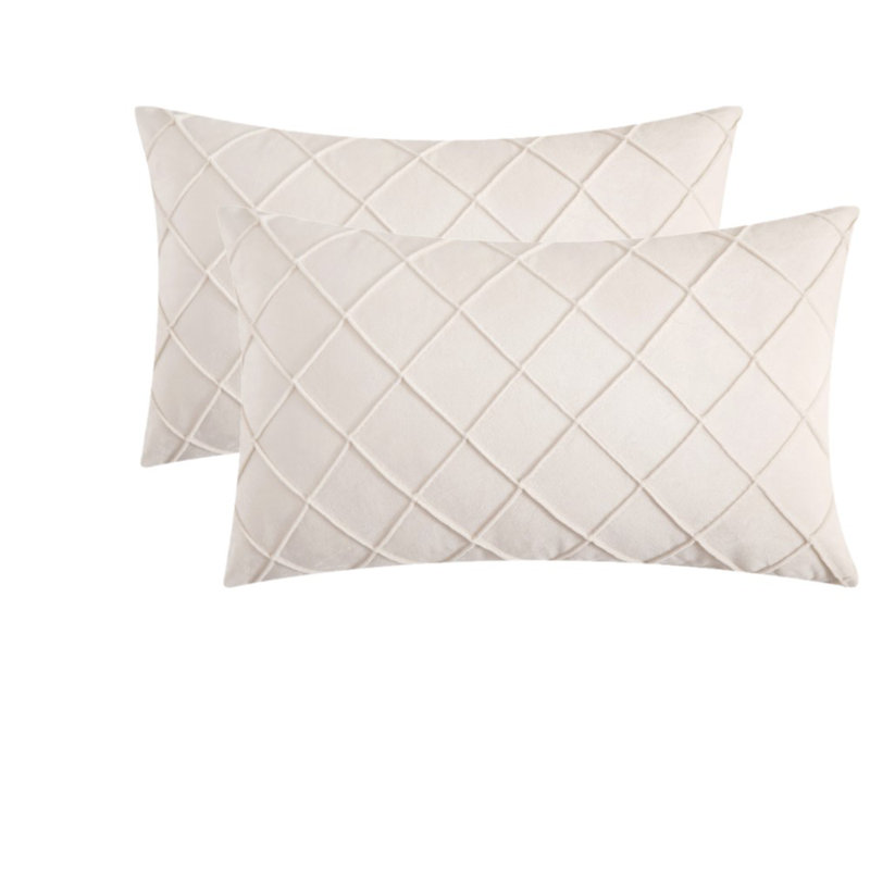 Coussins décoratifs en velours, sans insertions, Crème, 14 po x 20 po, Rectangulaire