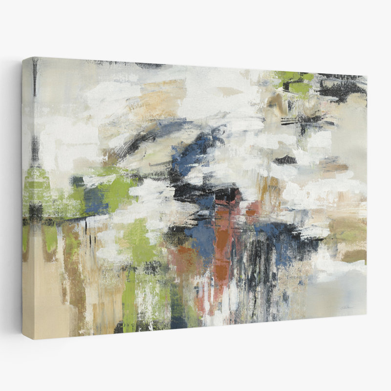 Highline View - Abstrait beige noir bleu, H 24 po x l 16 po