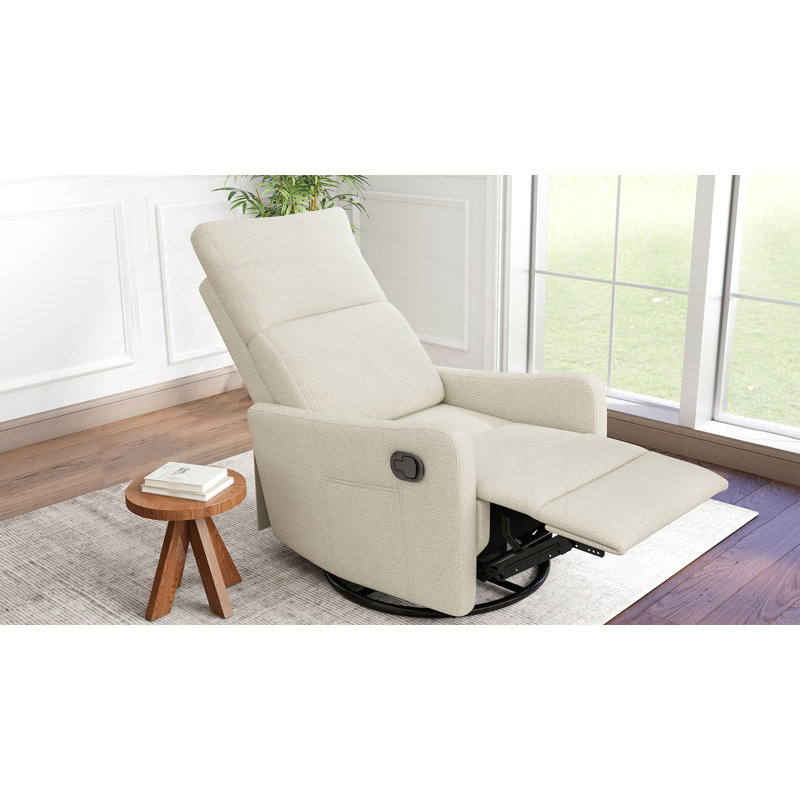 Fauteuil inclinable pivotant avec velours flocon de neige et rotation à 360 °, Velours beige, Beige