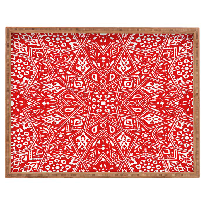 Bamboo Tray, 18.0" H x 14.0" W x 1.75" D, Red