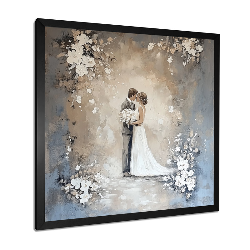 Couple, célébration de mariage II - Art mural imprimé «Celebrate Motivation», 30" H x 30" W, Picture Framed Print, Black