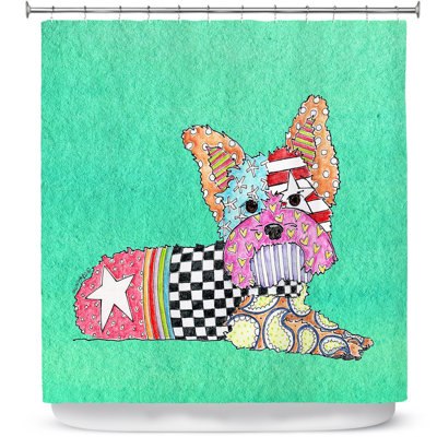 Rideau de douche simple yorkie dog light