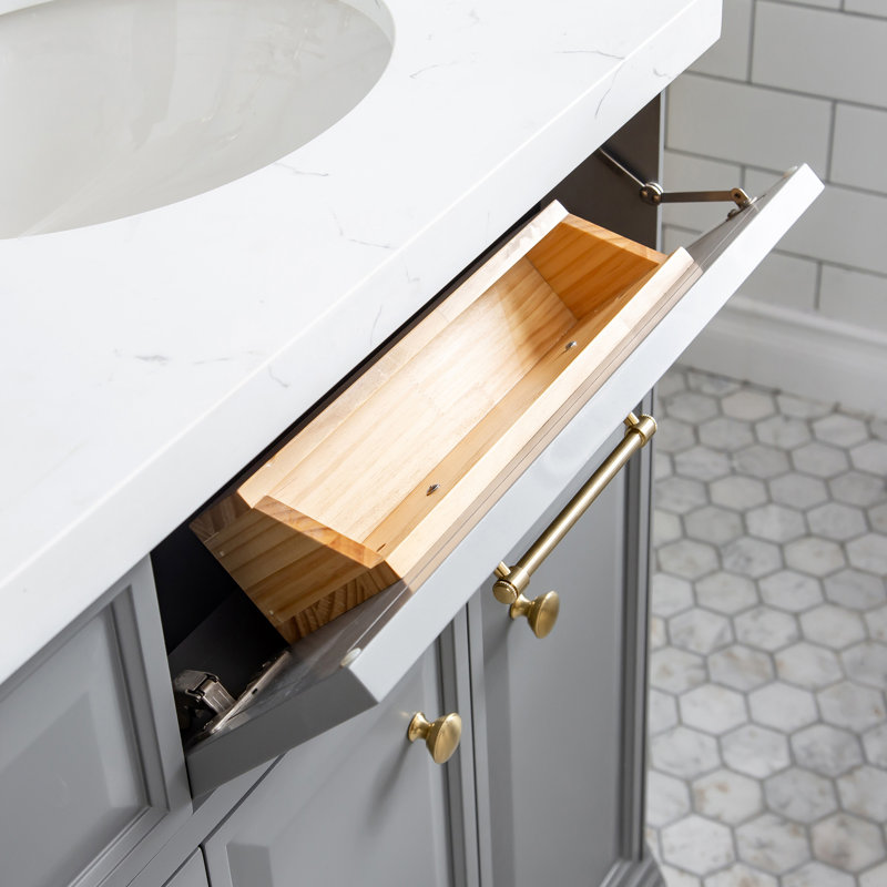 Palace 72'' W Double Vanity, Cashmere Gray, Satin Brass