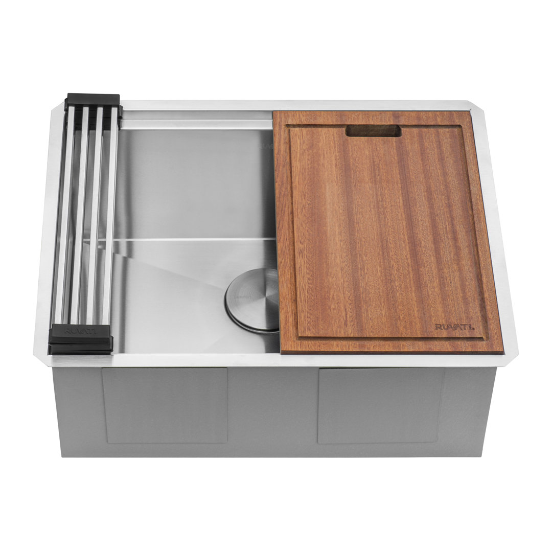 Ruvati 27 x 19 x 12 inch Deep Laundry Utility Workstation Sink Undermount 16 Gauge Ruvati