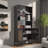 Rattan Cabinet Door Black Bookcase