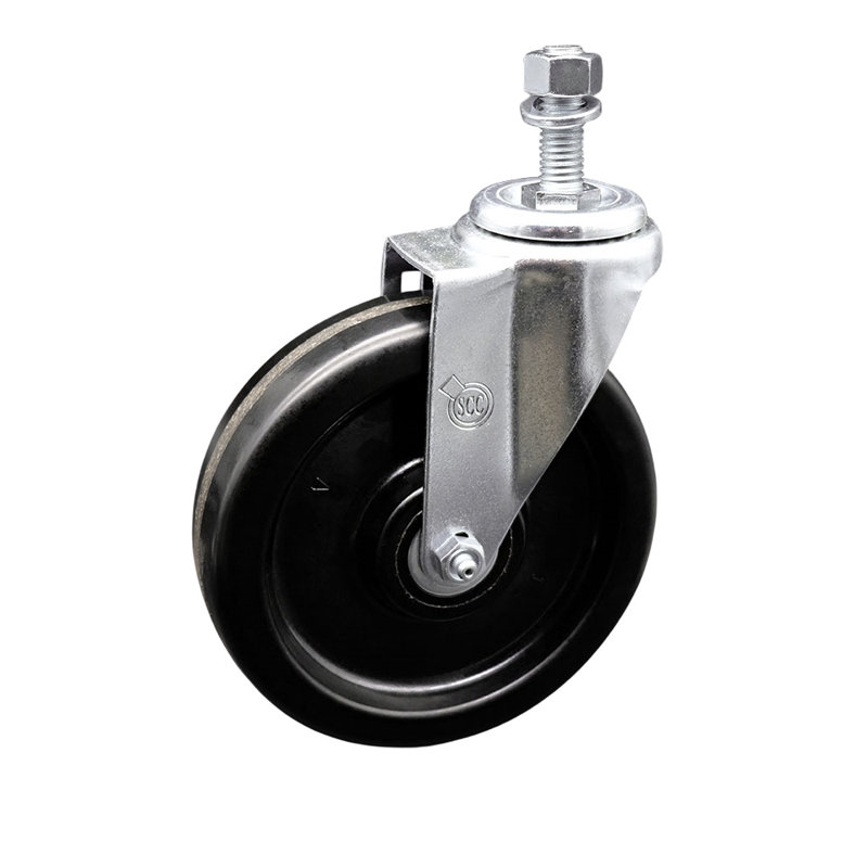 Phenolic Swivel Caster with Brake and Zinc Finish, 6" Wheel