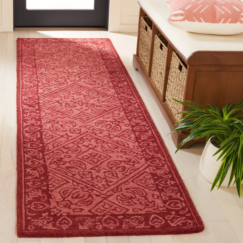 Balyeet Hand Tufted Wool/Cotton Oriental Rug in Red, Runner 2'3" x 8'