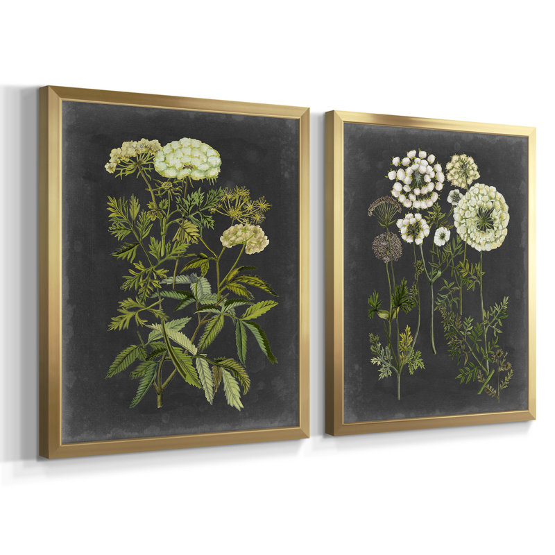 Ex-libris floral I, reproduction d'art sur toile, Papier dans un cadre photo, H 16 po x l 38 po, Doré