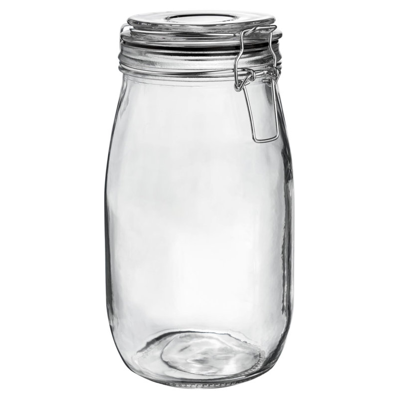 Glass Jar, 25cm H x 12cm W x 12cm D, Clear/Black