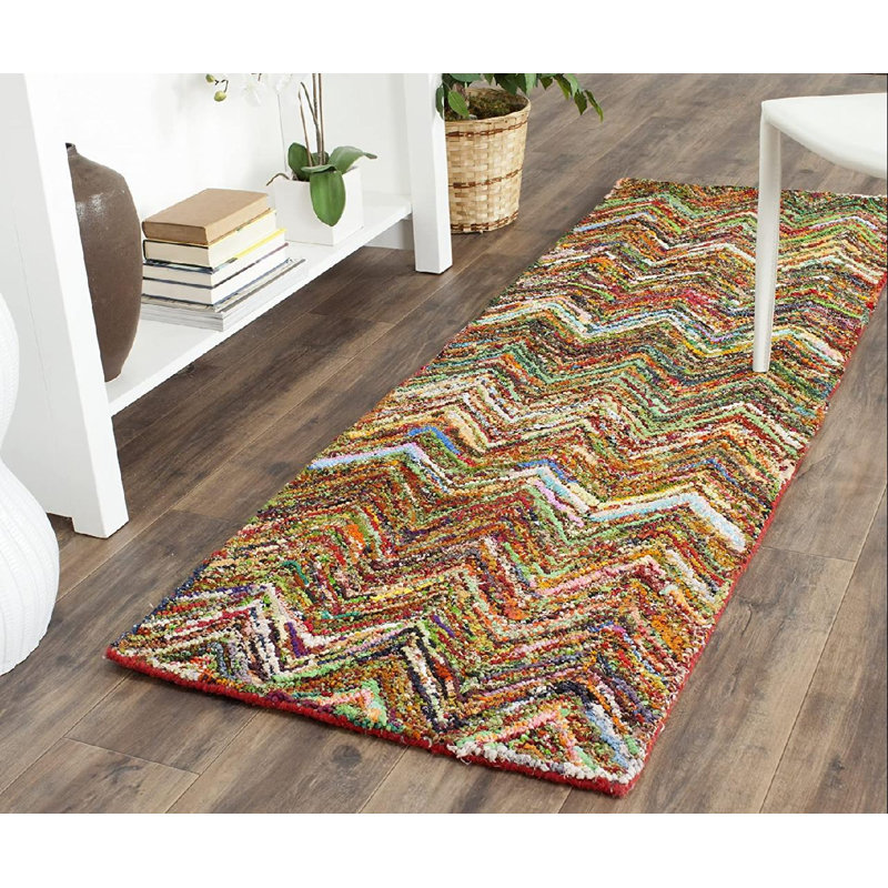 Nantucket Hand Tufted Cotton Pile Chevron Rug, Runner 2'3" x 9'