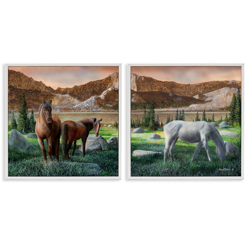  «Country Valley Horses Grazing», ensemble de 2 giclées par Kevin Daniel, H 12 po x l 12 po