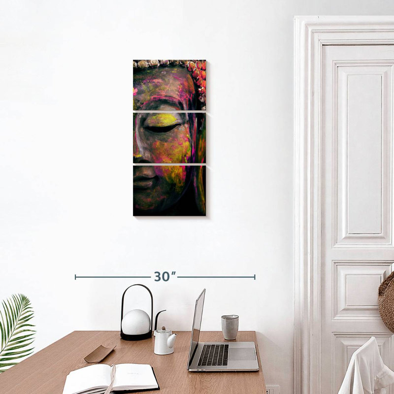 Bouddha aux couleurs vives, H 27 po x l 12 po