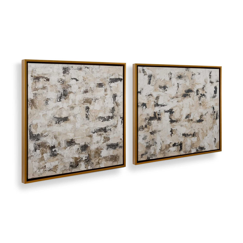 Ensemble de 2 impressions sur terre, 16 po x 16 po, Polished Gold Floater Frame