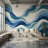 Abstract Waves Wallpaper Blue Modern Wall Mural-85834474-85834261
