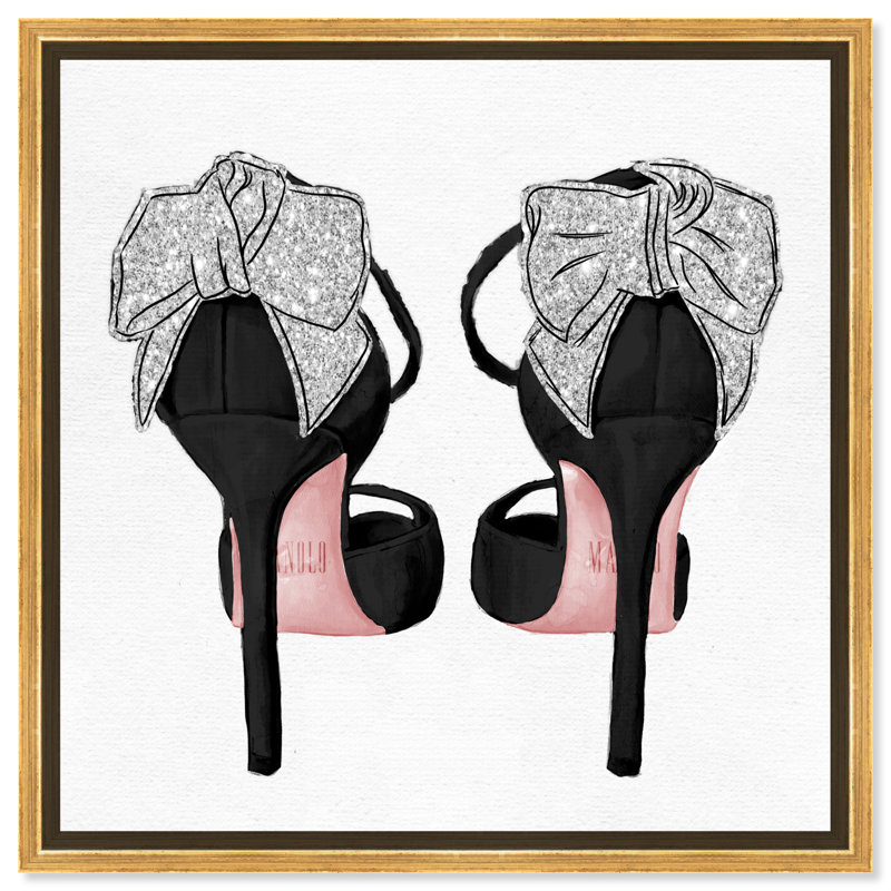 Luxe Glitter Heels - Reproduction d'art graphique sur toile, H 24 po x l 24 po x P 1,5 po, Toile encadrée d'or