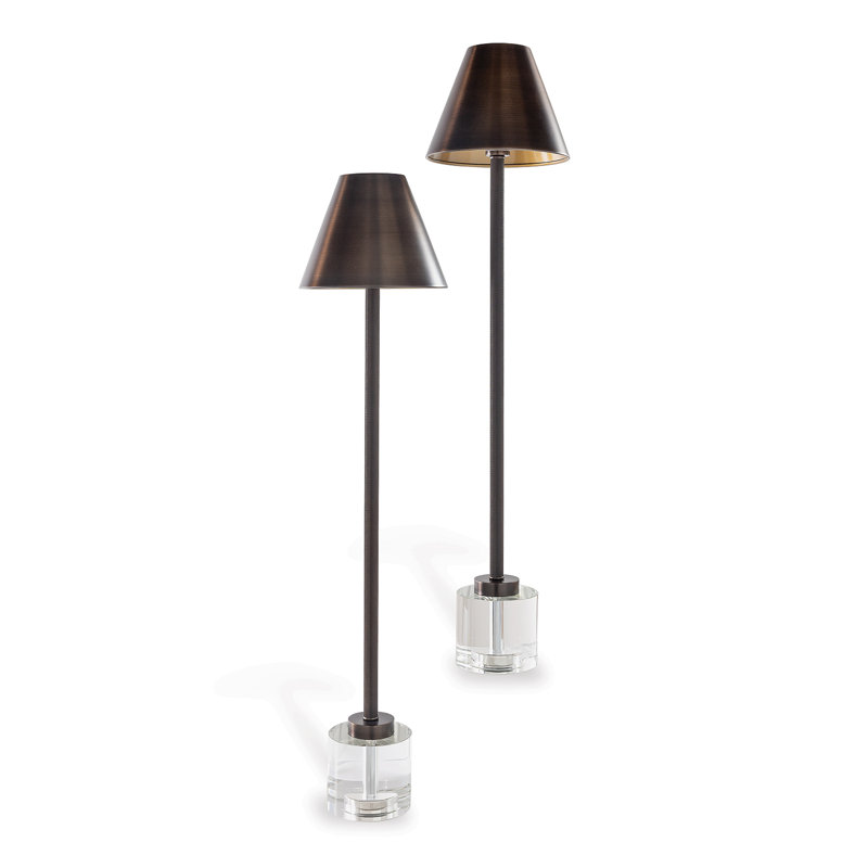 Ensemble de 2 lampes de style Parlement en cristal, Bronze vieilli, Transparent / bronze vieilli