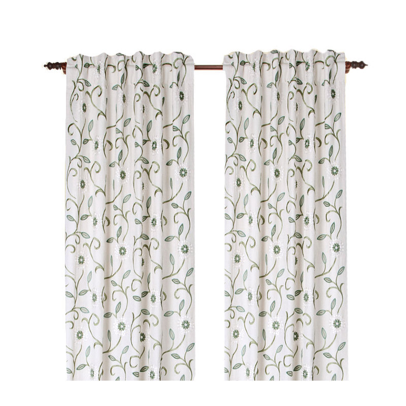 Bedazzle Cotton Blend Semi Sheer Curtain Single Panel, Mist, 50" W x 108" L