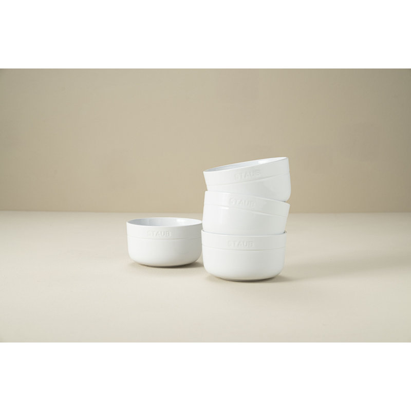 Ceramic Dinnerware White 5.04" Cereal Bowl, Set of 4