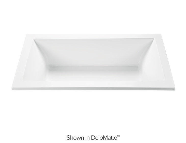Andrea® 8 DoloMatte 72" x 36" Soaking Solid Surface Bathtub, Drop In, 65.62'' L x 36'' W x 21.25'' H, Matte White
