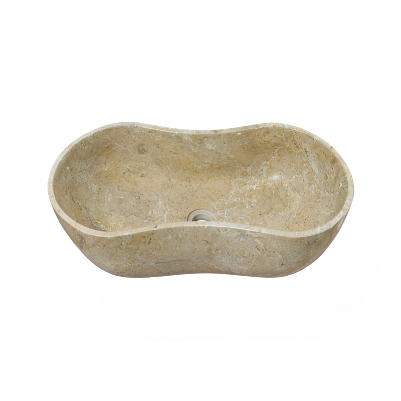 Gold Yellow Beige Natural Marble Bathroom Vessel Sink, Polished Surface, Natural Stone, Genuine Marble, Real Marble, 23.6X14.2Xh7.1 Inches/600X360xh180 Mm