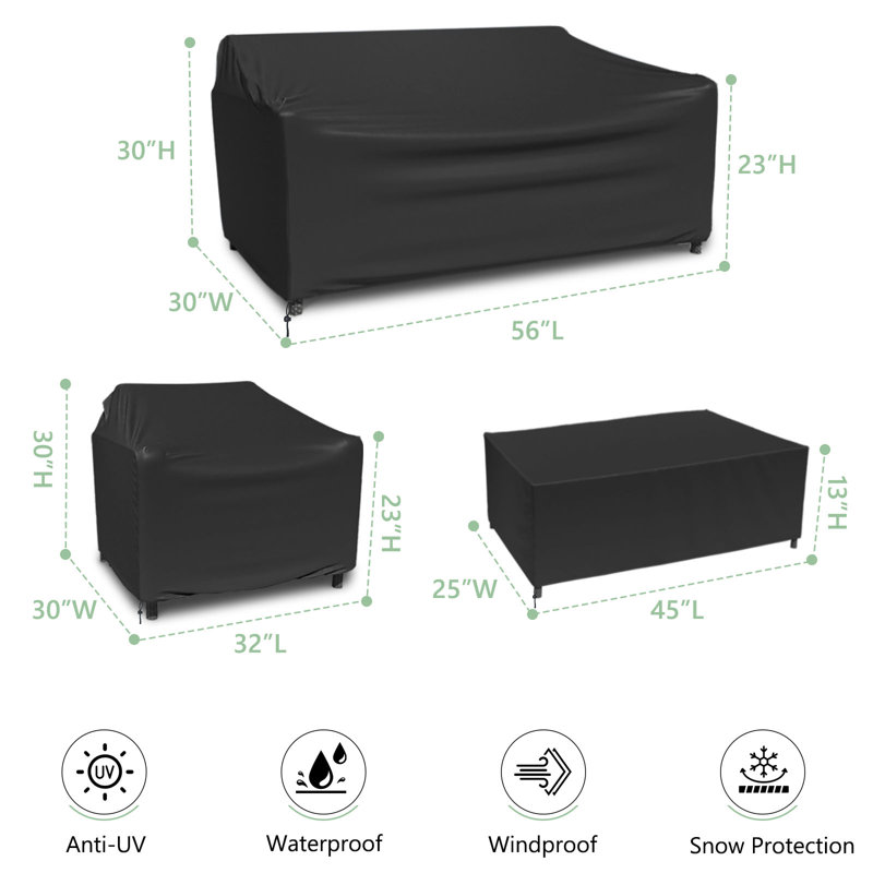 Patio Furniture Cover For 4 Piece, Black