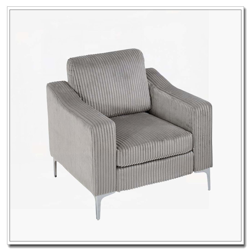 Fauteuil club en velours côtelé, Gris
