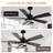 52" Modern DIY Shade Ceiling Fan with Lights and Remote, 6 Speeds Reversible DC Motor Black Chandelier Ceiling Fan for Bedroom-1641447089