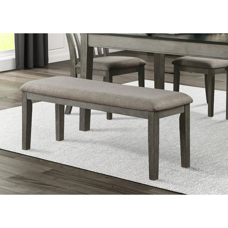 Gray Fabric Upholstered Dining Bench With Wooden Support And 300Lbs Weight Limit Room Solid Frame, Gray