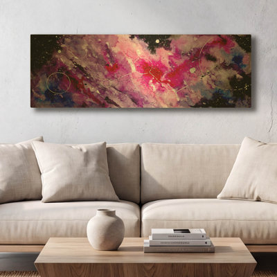  'Watercolor Nebula Fushia' By Craig Snodgrass Gold Metal Wall Art, 36" x 12"