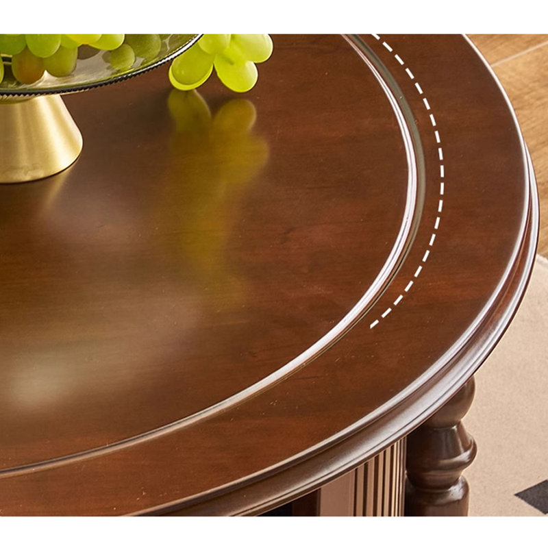 Table à thé ronde en bois massif cerise, H 17,71 po x L 37,4 po x l 37,4 po