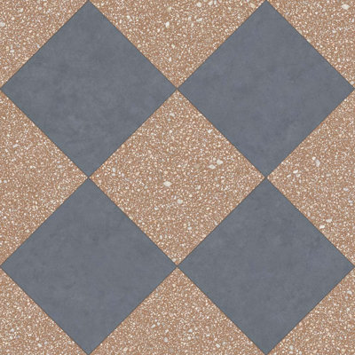 Lithos 12X12 damier Sienne et cobalto