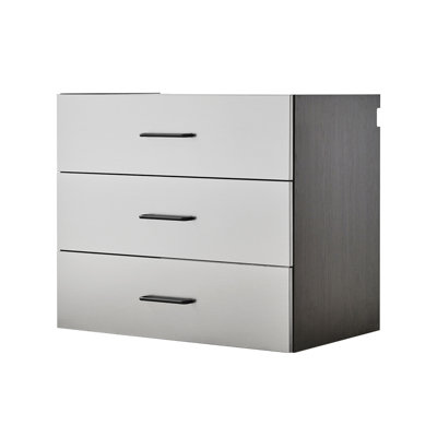 Armoire de rangement murale à tiroirs en métal, série, 32 po L 28 po x P 20 po, gris métallique, eau et chaleur, série de bandes de bord fiables avec tiroirs,