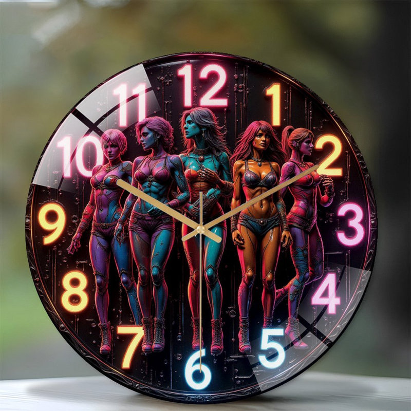 Futuristic Stylish Fitness Clock Decor Art - 12'' Modern Glass Wall Clock