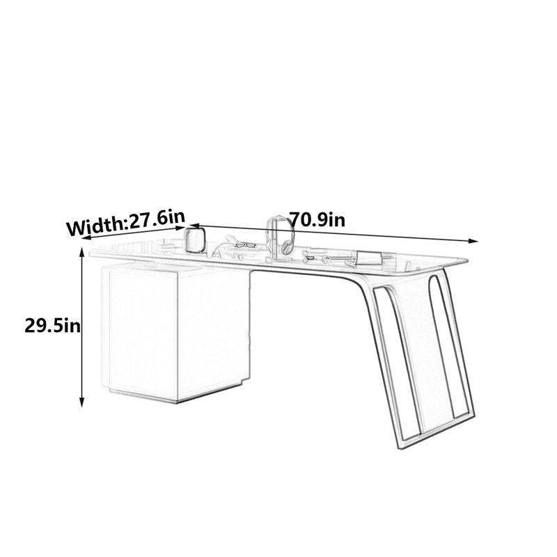 Sydney, H 29,5 po x l 70,9 po x P 27,6 po, Blanc / Doré