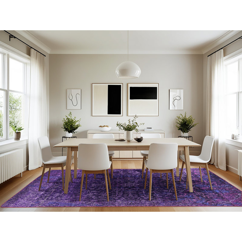 Tapis mauve Mid-Century 2567, Rectangle 7 pi x 10 pi