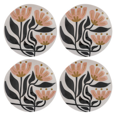 MELAMINE SALAD PLATES S/4 MOD FLORAL (S25)