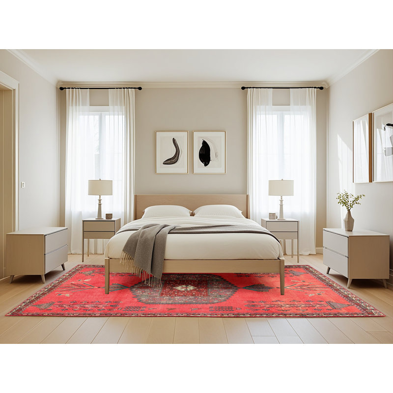Tapis rose traditionnel Ilsebeau, Rectangle de 5 pi x 8 pi