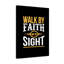 «Walk By Faith Not By Sight», art mural chrétien orange, impression de verset de la Bible prêt à être accroché-2055362762