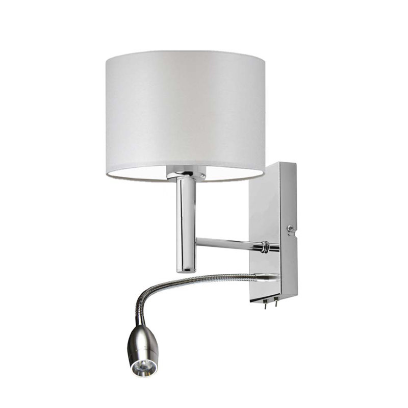 Audreana LED Armed Sconce, Chrome, Light Gray
