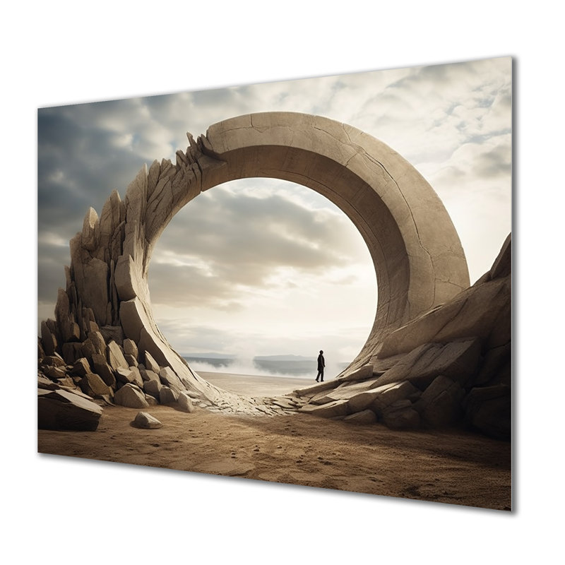 Gris surréalisme Space Canyon - Art mural en métal surréalisme, H 12 po x l 20 po x P 1 po