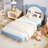 Full Upholstered Bed Frame with Panda-Shaped Headboard, Berber Fleece Platform Bed for Girls & Boys-1135857410