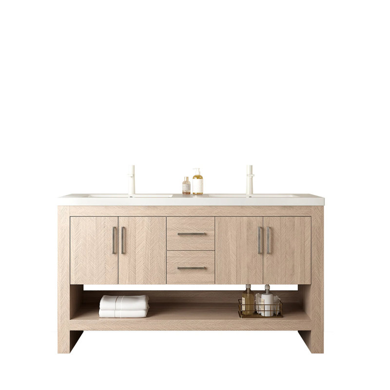 Meuble-lavabo double 60 po avec plateau en acrylique Akosh