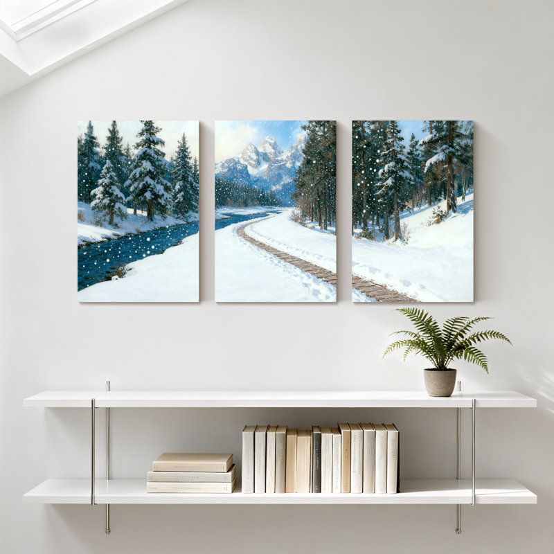 Ensemble de 3 impressions sur toile, paysage d'hiver, H 18 po x l 36 po